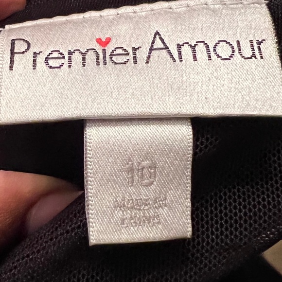 Premier Armor Black Semi-sheer top off the shoulders bell sleeve Dress Sz10 - Picture 10 of 10